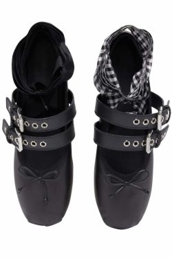 Gothic Punk Ballet Flats - Y2K Grunge, 90s Fashion, Retro Style, Pastel Goth, Y2K Club Out