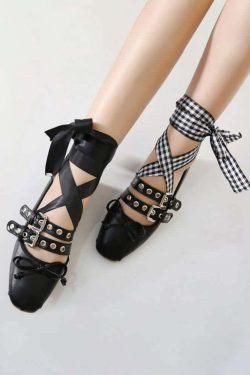 Gothic Punk Ballet Flats - Y2K Grunge, 90s Fashion, Retro Style, Pastel Goth, Y2K Club Out