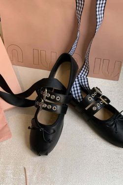 Gothic Punk Ballet Flats - Y2K Grunge, 90s Fashion, Retro Style, Pastel Goth, Y2K Club Out