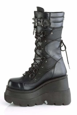 Gothic Punk Mid Calf Platform Wedge Boots - Y2K Grunge, 90s Retro, Summer & Party Outfits