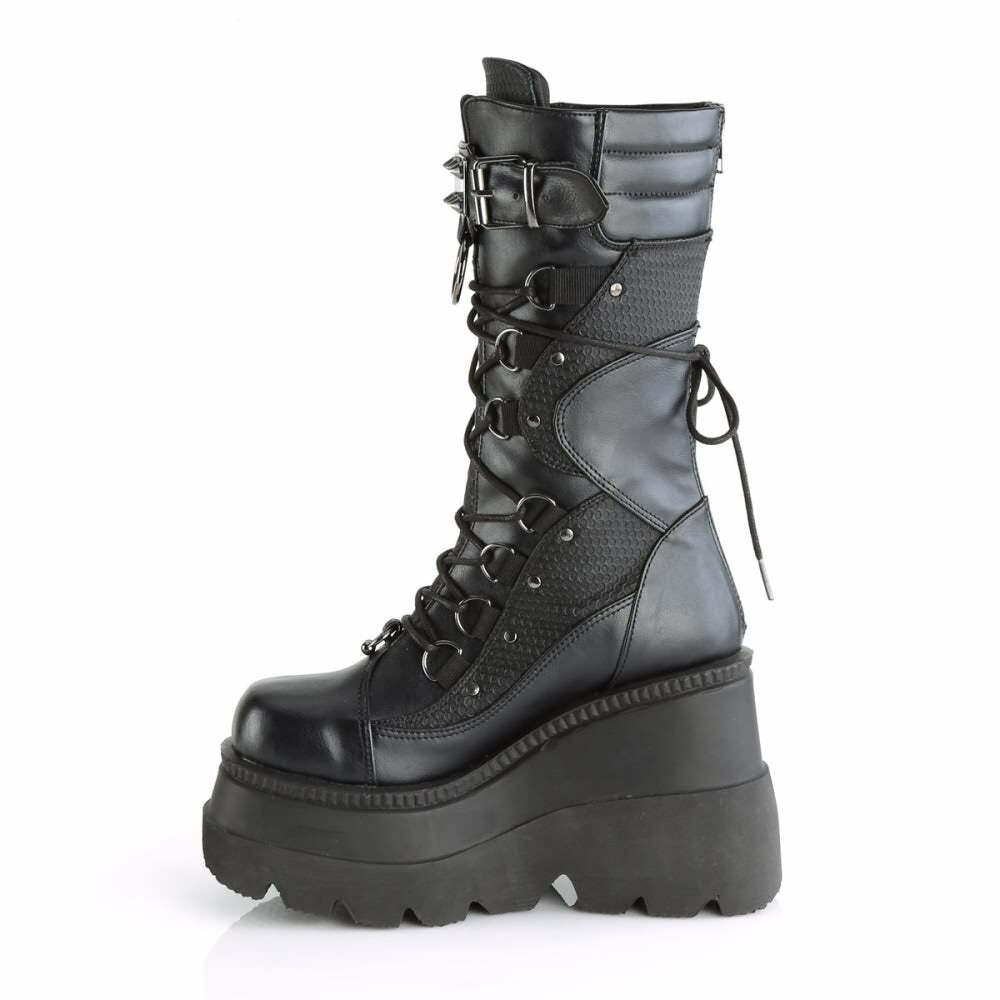 Gothic Punk Mid Calf Platform Wedge Boots - Y2K Grunge, 90s Retro, Summer & Party Outfits