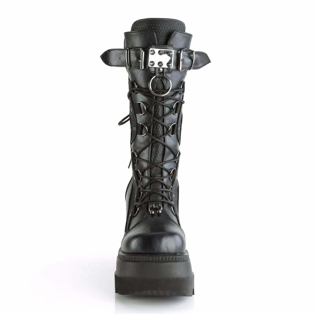 Gothic Punk Mid Calf Platform Wedge Boots - Y2K Grunge, 90s Retro, Summer & Party Outfits