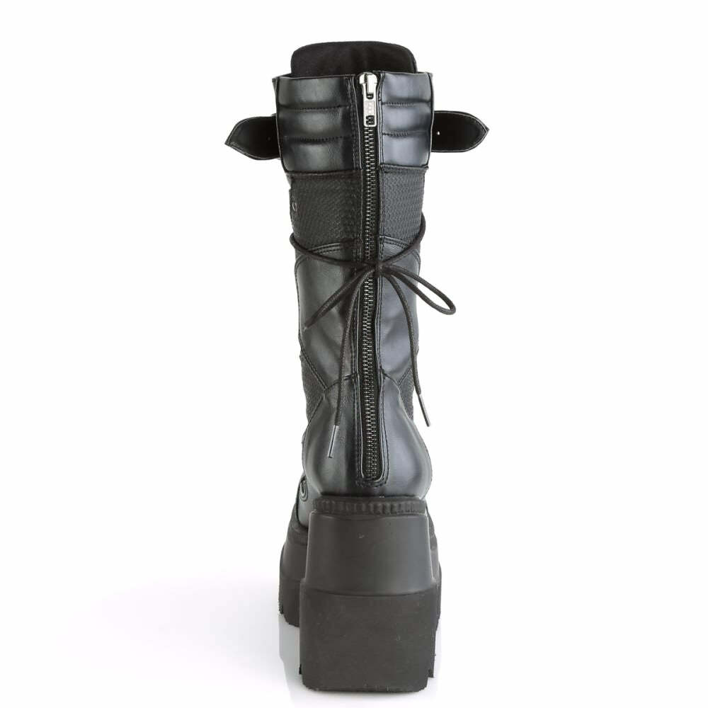Gothic Punk Mid Calf Platform Wedge Boots - Y2K Grunge, 90s Retro, Summer & Party Outfits