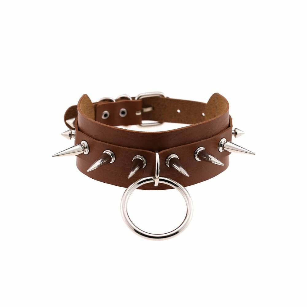 Gothic Punk O-Ring and Spikes Choker - Y2K Grunge, 90s Fashion, Retro Style, Pastel Goth