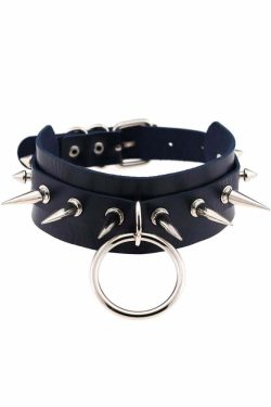 Gothic Punk O-Ring and Spikes Choker - Y2K Grunge, 90s Fashion, Retro Style, Pastel Goth