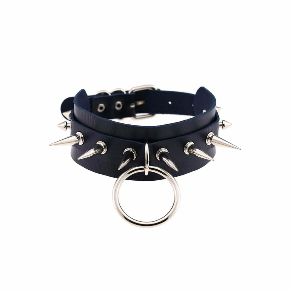 Gothic Punk O-Ring and Spikes Choker - Y2K Grunge, 90s Fashion, Retro Style, Pastel Goth
