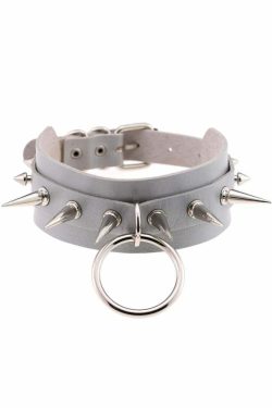 Gothic Punk O-Ring and Spikes Choker - Y2K Grunge, 90s Fashion, Retro Style, Pastel Goth