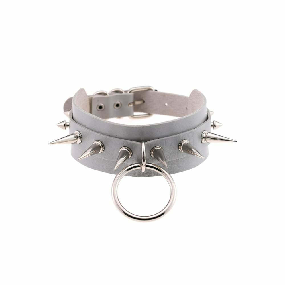 Gothic Punk O-Ring and Spikes Choker - Y2K Grunge, 90s Fashion, Retro Style, Pastel Goth