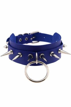 Gothic Punk O-Ring and Spikes Choker - Y2K Grunge, 90s Fashion, Retro Style, Pastel Goth