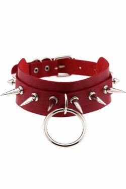 Gothic Punk O-Ring and Spikes Choker - Y2K Grunge, 90s Fashion, Retro Style, Pastel Goth
