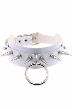 Gothic Punk O-Ring and Spikes Choker - Y2K Grunge, 90s Fashion, Retro Style, Pastel Goth