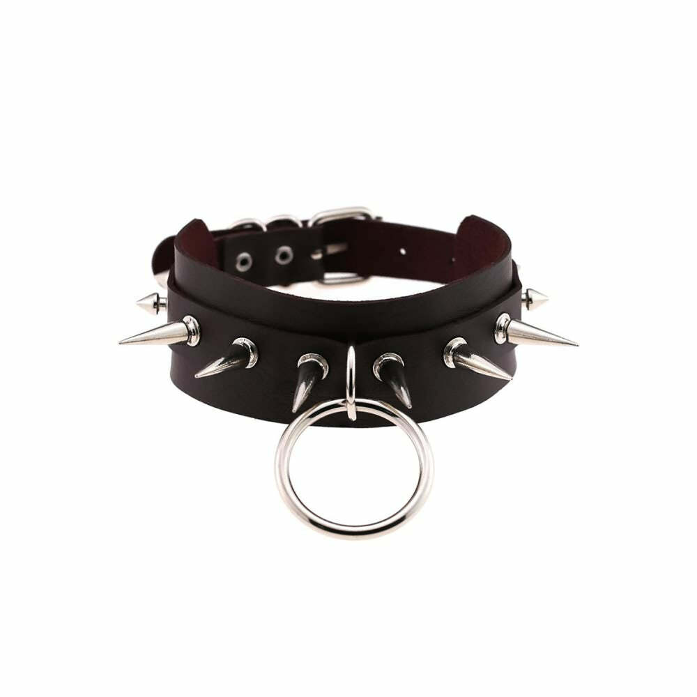 Gothic Punk O-Ring and Spikes Choker - Y2K Grunge, 90s Fashion, Retro Style, Pastel Goth