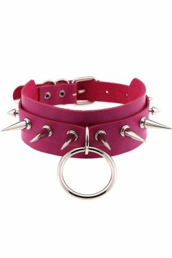 Gothic Punk O-Ring and Spikes Choker - Y2K Grunge, 90s Fashion, Retro Style, Pastel Goth