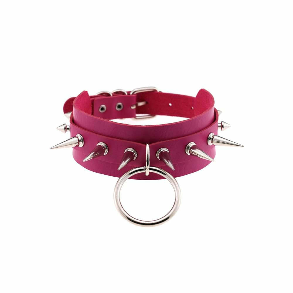 Gothic Punk O-Ring and Spikes Choker - Y2K Grunge, 90s Fashion, Retro Style, Pastel Goth
