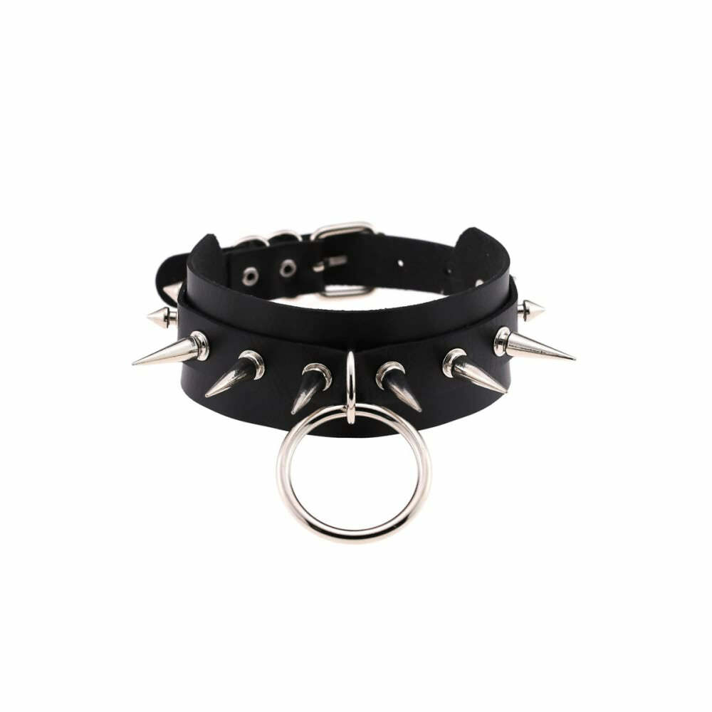 Gothic Punk O-Ring and Spikes Choker - Y2K Grunge, 90s Fashion, Retro Style, Pastel Goth