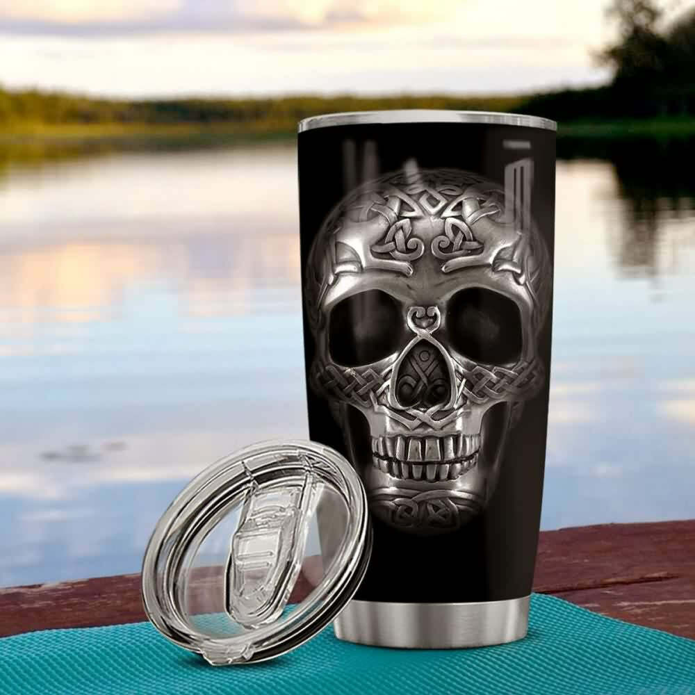 Gothic Punk Skull Stainless Steel Tumbler - Y2K Grunge, 90s Retro, Pastel Goth, Y2K Fashion
