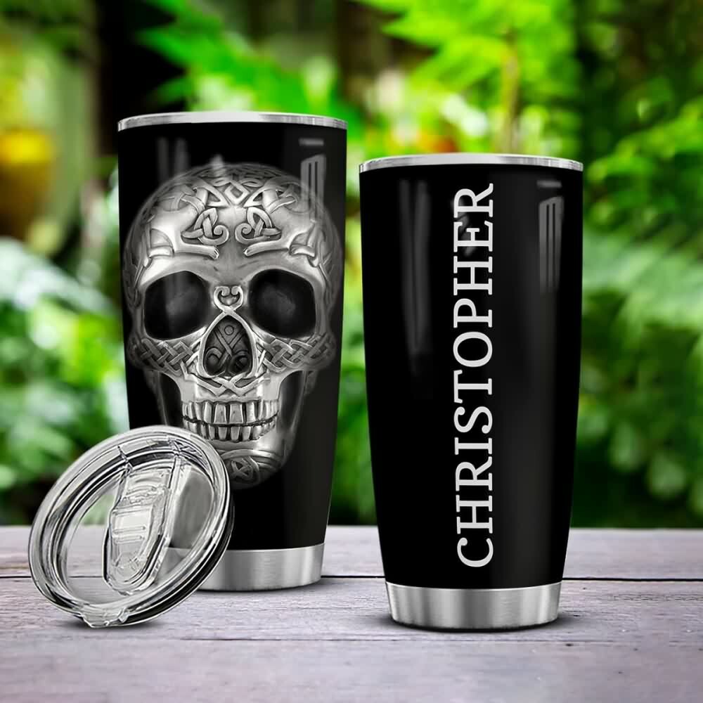 Gothic Punk Skull Stainless Steel Tumbler - Y2K Grunge, 90s Retro, Pastel Goth, Y2K Fashion