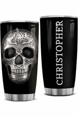 Gothic Punk Skull Stainless Steel Tumbler - Y2K Grunge, 90s Retro, Pastel Goth, Y2K Fashion