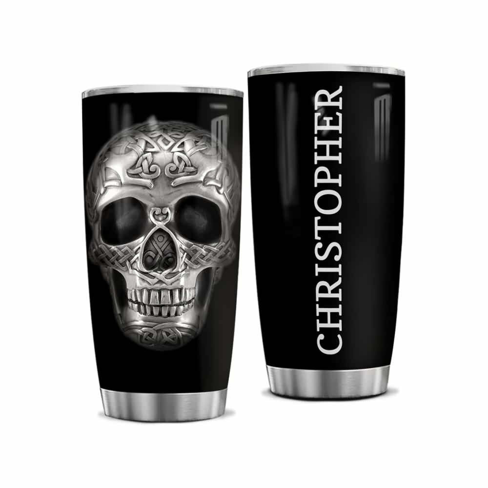 Gothic Punk Skull Stainless Steel Tumbler - Y2K Grunge, 90s Retro, Pastel Goth, Y2K Fashion