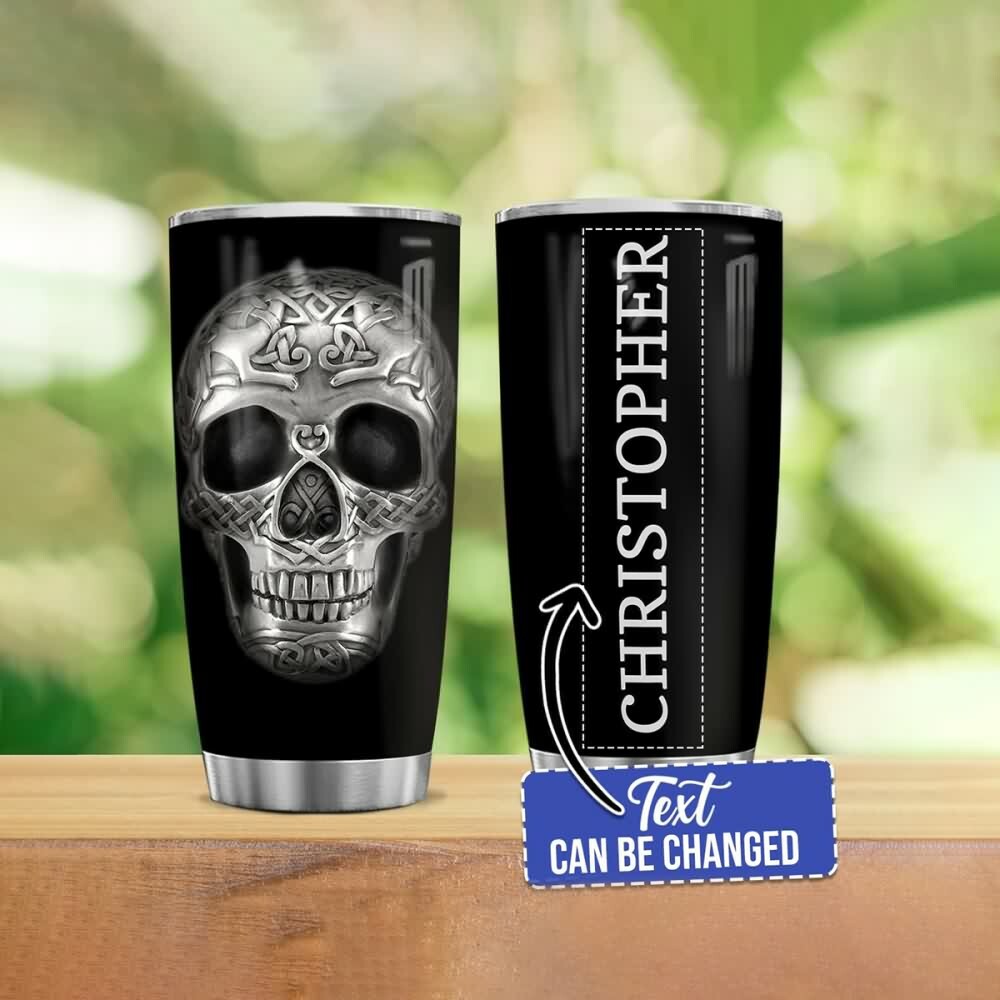 Gothic Punk Skull Stainless Steel Tumbler - Y2K Grunge, 90s Retro, Pastel Goth, Y2K Fashion