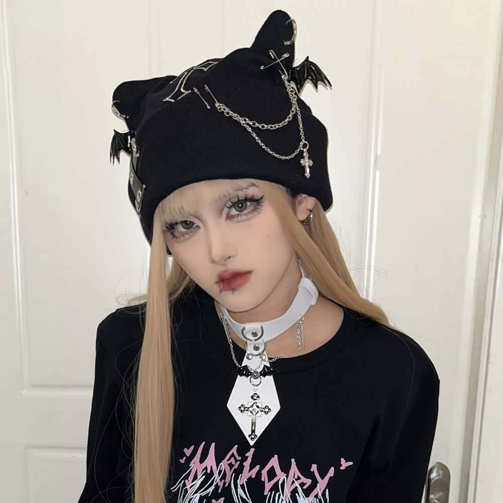 Gothic Rebel Soul Beanie - Y2K Grunge, 90s Fashion, Retro Style, Pastel Goth, Y2K Club