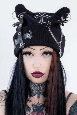 Gothic Rebel Soul Beanie - Y2K Grunge, 90s Fashion, Retro Style, Pastel Goth, Y2K Club