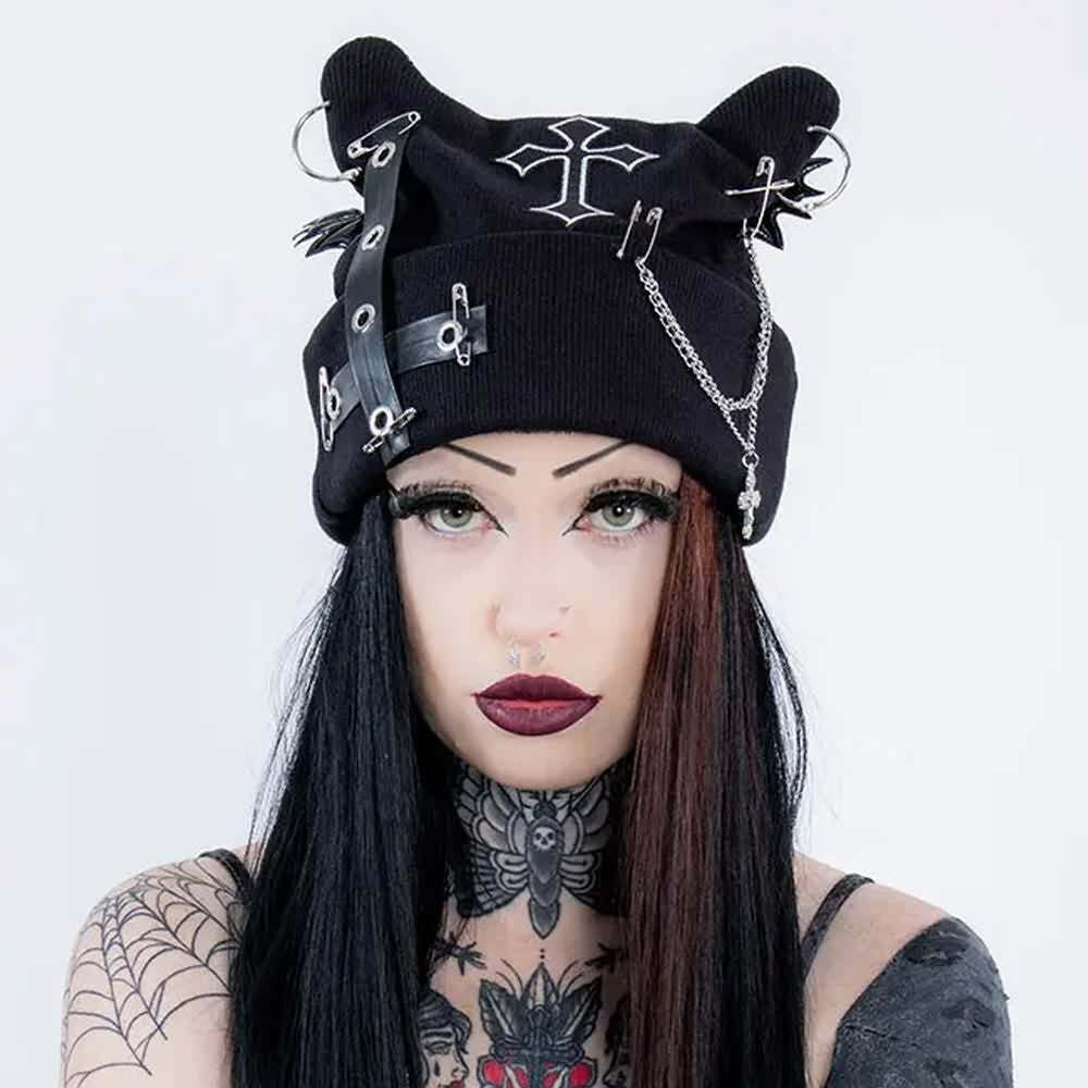 Gothic Rebel Soul Beanie - Y2K Grunge, 90s Fashion, Retro Style, Pastel Goth, Y2K Club