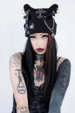 Gothic Rebel Soul Beanie - Y2K Grunge, 90s Fashion, Retro Style, Pastel Goth, Y2K Club