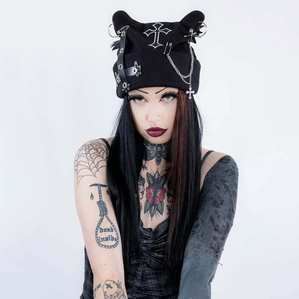 Gothic Rebel Soul Beanie - Y2K Grunge, 90s Fashion, Retro Style, Pastel Goth, Y2K Club