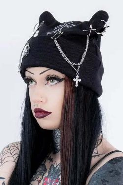 Gothic Rebel Soul Beanie - Y2K Grunge, 90s Fashion, Retro Style, Pastel Goth, Y2K Club