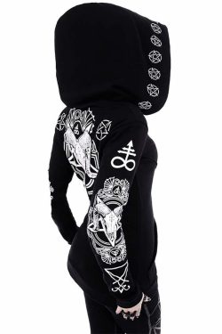 Gothic Ritual Zip Up Hoodie - Y2K Grunge, 90s Fashion, Retro Style, Pastel Goth, Y2K Club