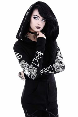 Gothic Ritual Zip Up Hoodie - Y2K Grunge, 90s Fashion, Retro Style, Pastel Goth, Y2K Club
