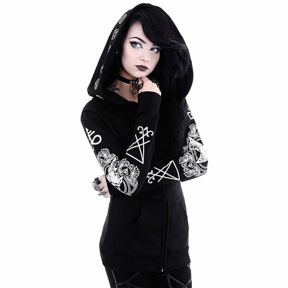 Gothic Ritual Zip Up Hoodie - Y2K Grunge, 90s Fashion, Retro Style, Pastel Goth, Y2K Club