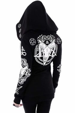 Gothic Ritual Zip Up Hoodie - Y2K Grunge, 90s Fashion, Retro Style, Pastel Goth, Y2K Club
