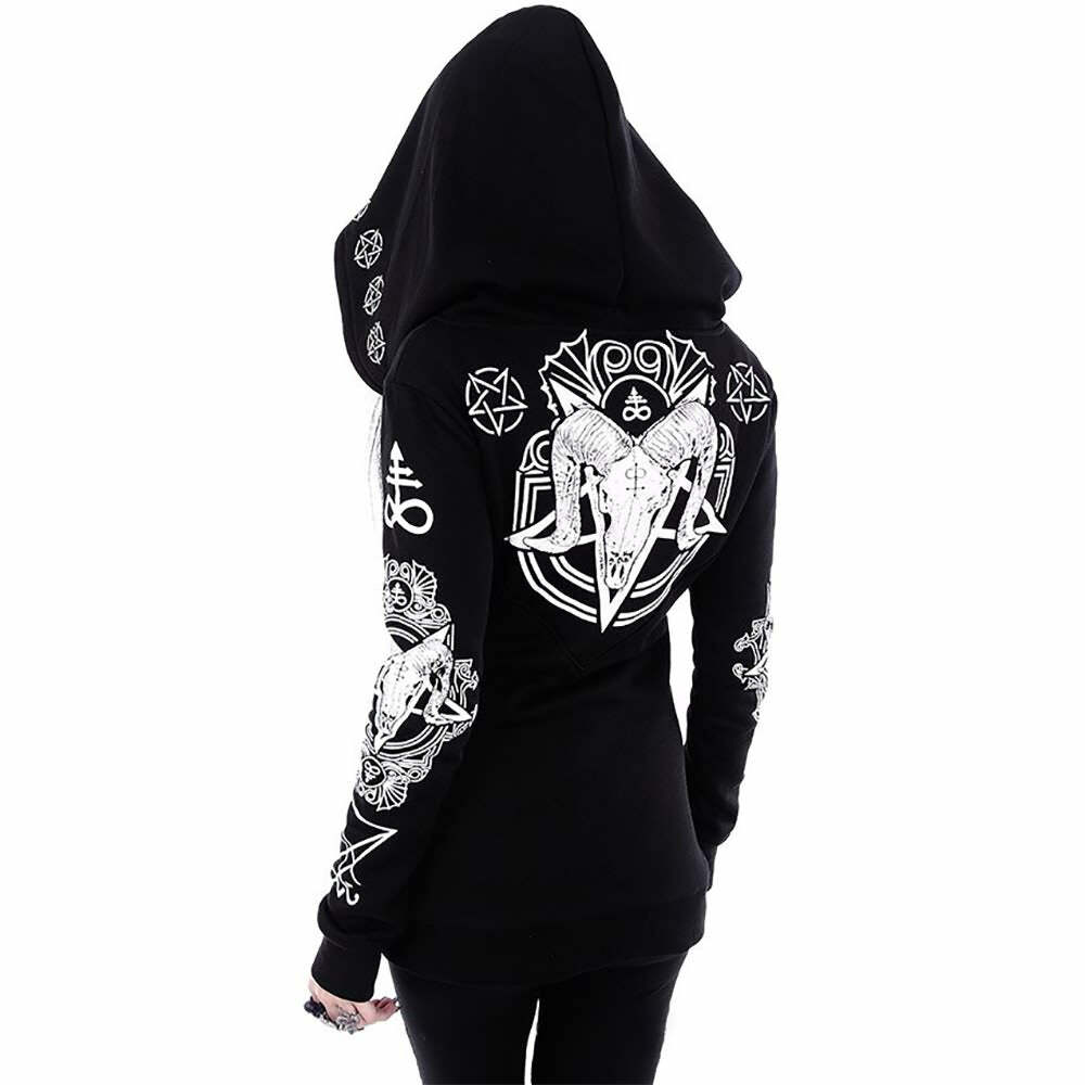 Gothic Ritual Zip Up Hoodie - Y2K Grunge, 90s Fashion, Retro Style, Pastel Goth, Y2K Club