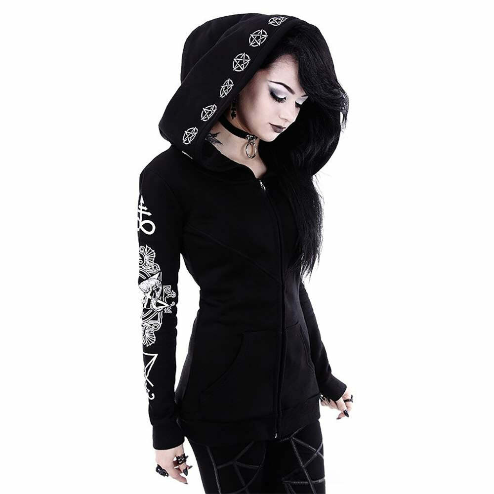 Gothic Ritual Zip Up Hoodie - Y2K Grunge, 90s Fashion, Retro Style, Pastel Goth, Y2K Club