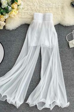 Gothic Romance Ruffled Hem Pants - Y2K Grunge, 90s Fashion, Retro Summer Outfits
