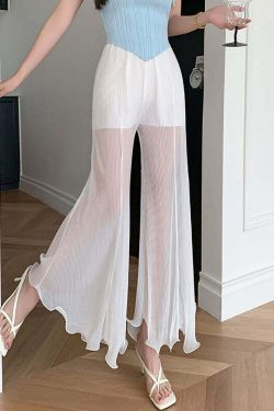 Gothic Romance Ruffled Hem Pants - Y2K Grunge, 90s Fashion, Retro Summer Outfits