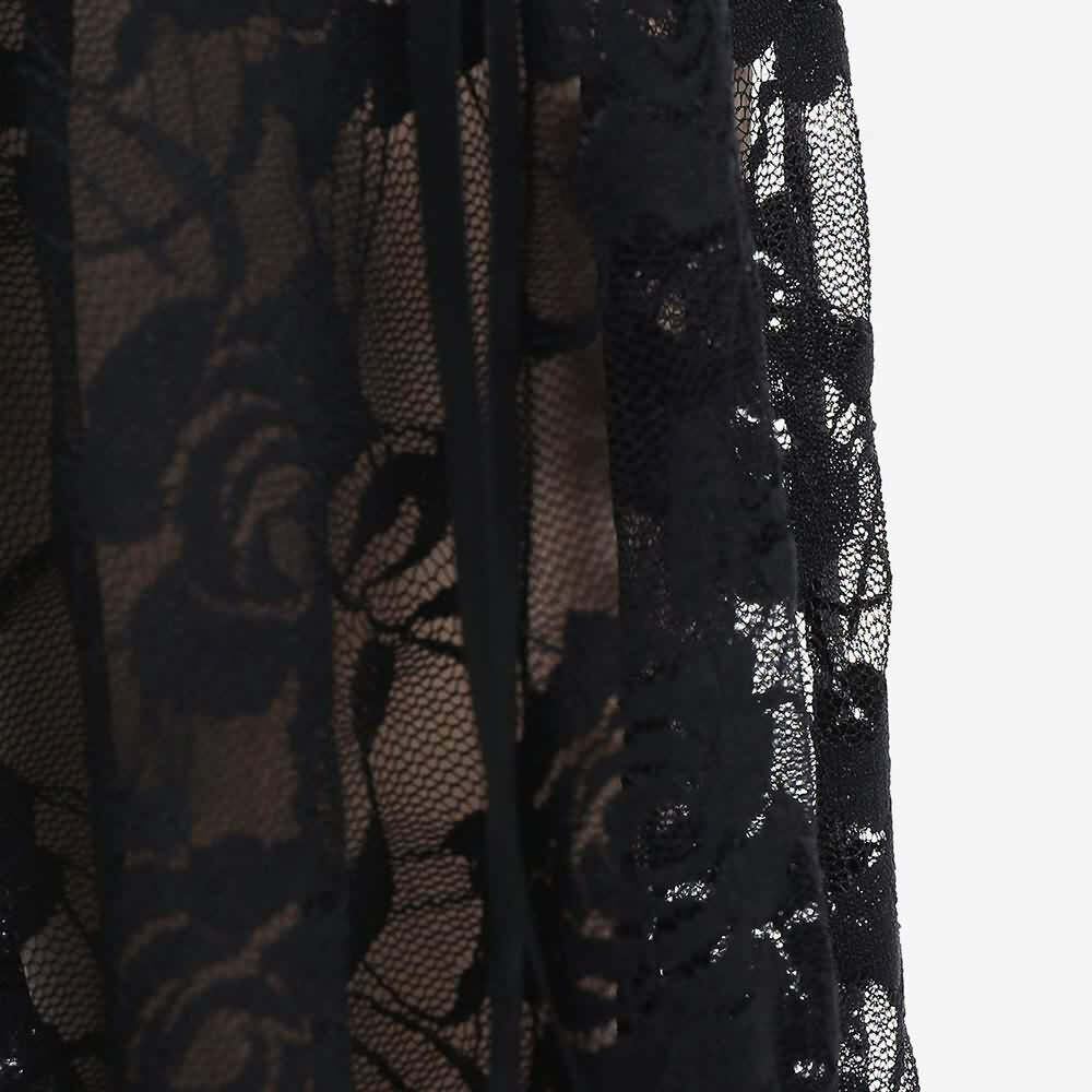 Gothic Rose Lace Flare Pants - Y2K Grunge, 90s Fashion, Retro Style, Y2K Club & Party Out