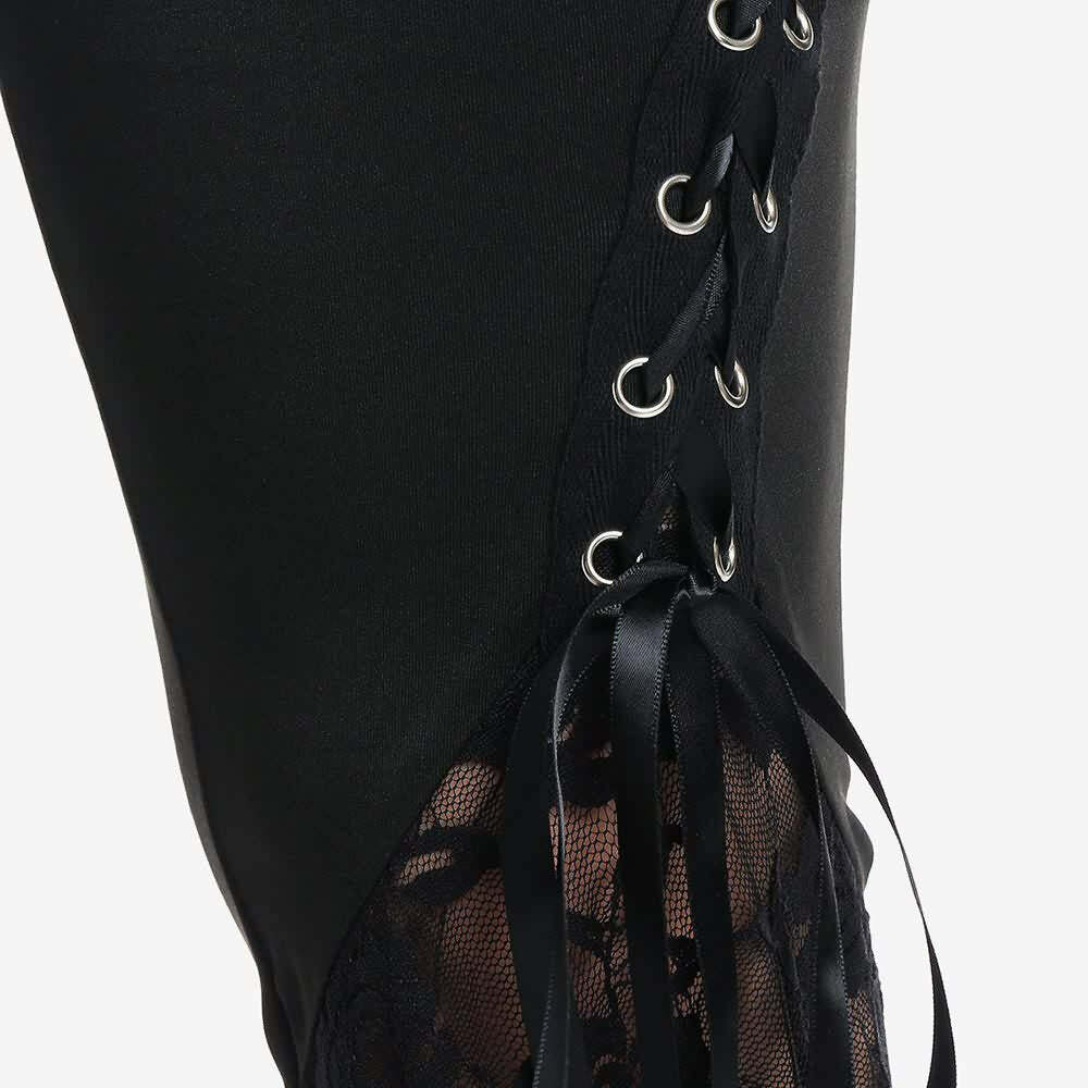 Gothic Rose Lace Flare Pants - Y2K Grunge, 90s Fashion, Retro Style, Y2K Club & Party Out