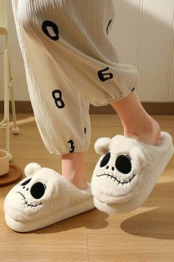 Gothic Skeleton Slippers - Y2K Grunge, 90s Retro, Pastel Goth, Y2K Party & Club Outfits