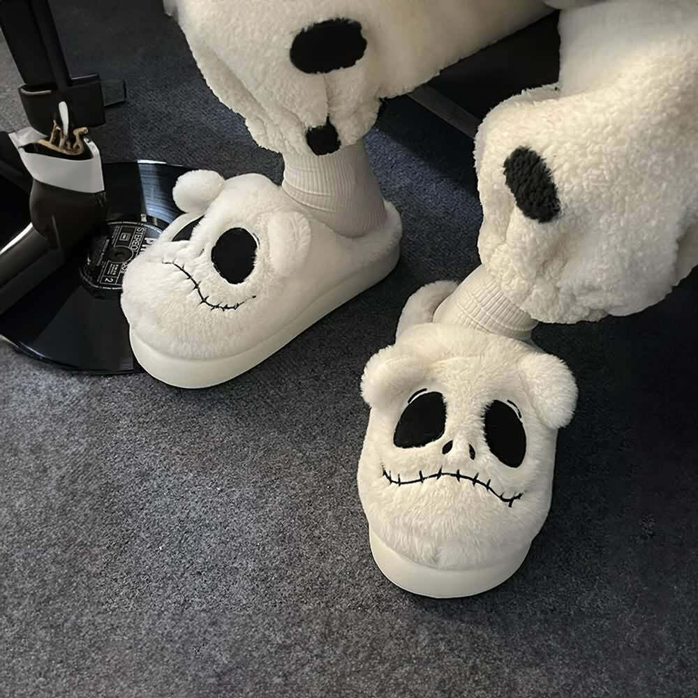 Gothic Skeleton Slippers - Y2K Grunge, 90s Retro, Pastel Goth, Y2K Party & Club Outfits