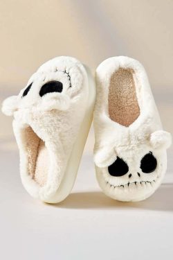 Gothic Skeleton Slippers - Y2K Grunge, 90s Retro, Pastel Goth, Y2K Party & Club Outfits
