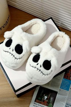 Gothic Skeleton Slippers - Y2K Grunge, 90s Retro, Pastel Goth, Y2K Party & Club Outfits