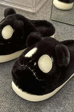 Gothic Skeleton Slippers - Y2K Grunge, 90s Retro, Pastel Goth, Y2K Party & Club Outfits