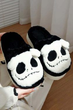 Gothic Skeleton Slippers - Y2K Grunge, 90s Retro, Pastel Goth, Y2K Party & Club Outfits