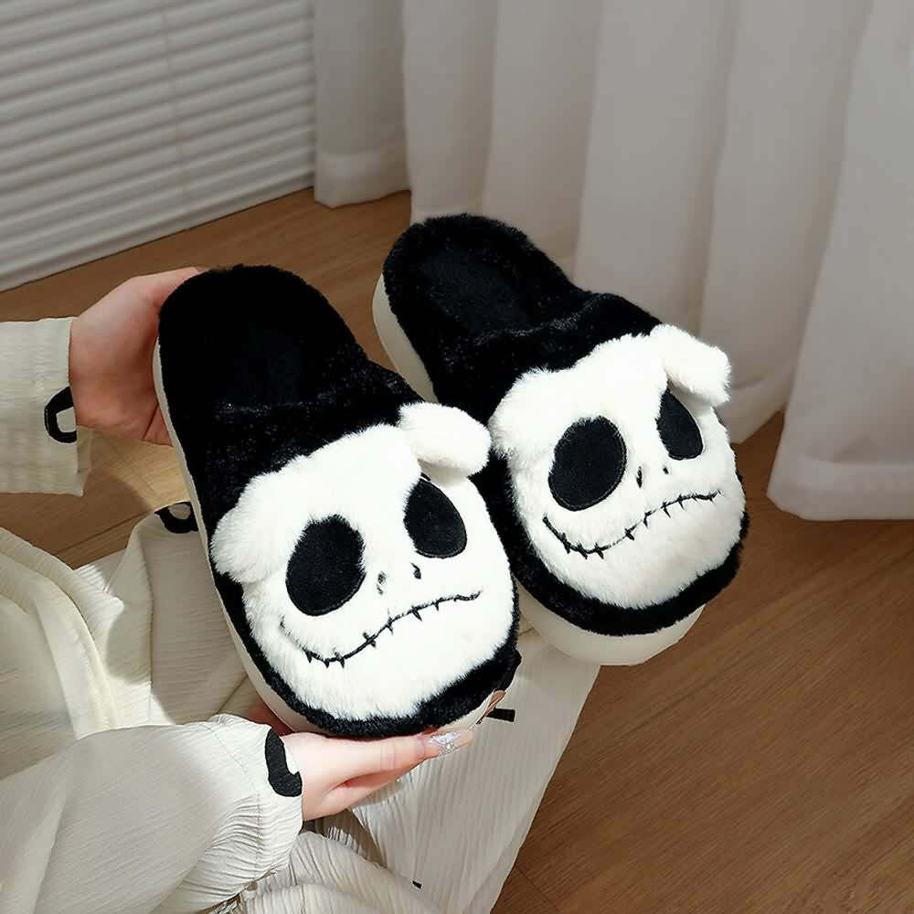 Gothic Skeleton Slippers - Y2K Grunge, 90s Retro, Pastel Goth, Y2K Party & Club Outfits