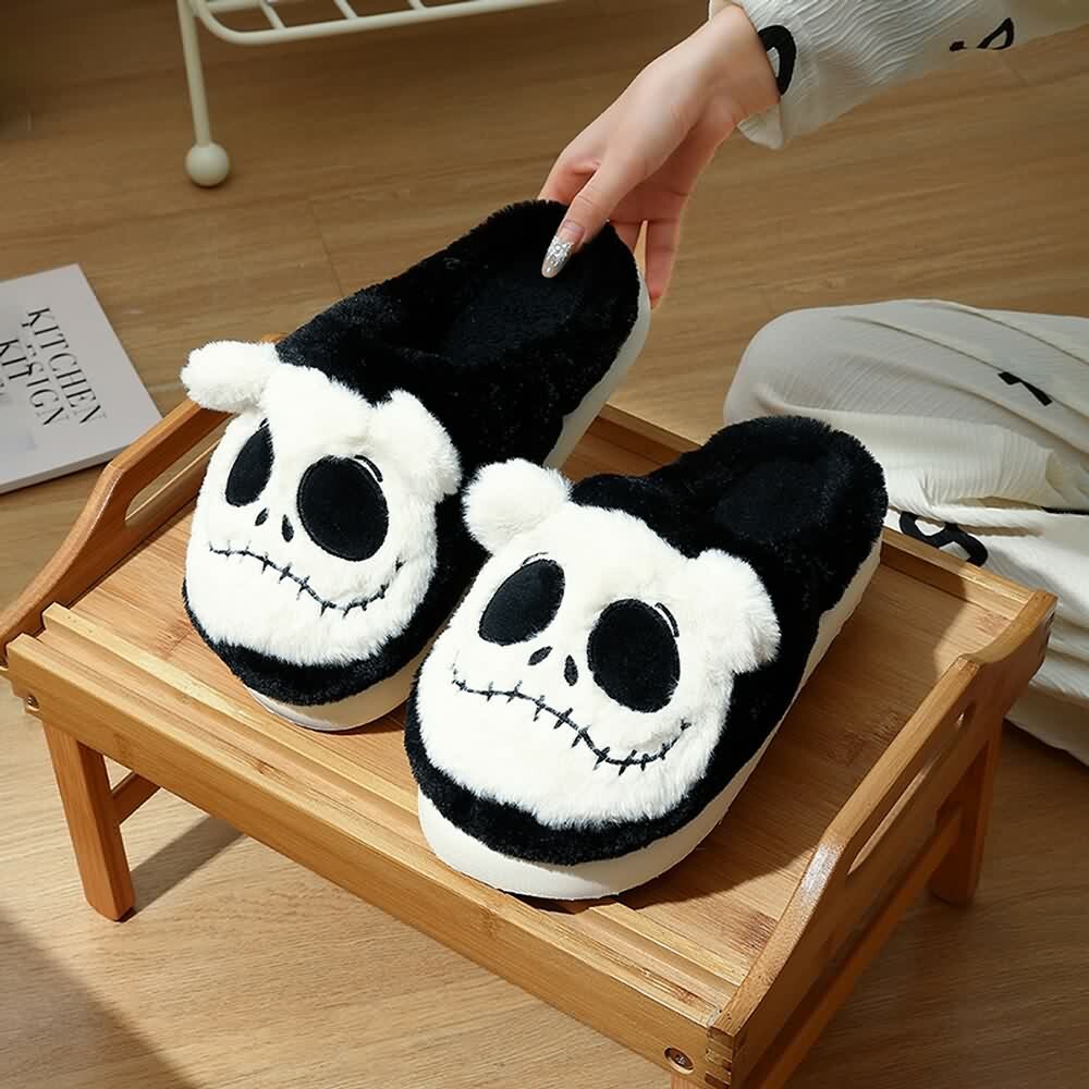 Gothic Skeleton Slippers - Y2K Grunge, 90s Retro, Pastel Goth, Y2K Party & Club Outfits