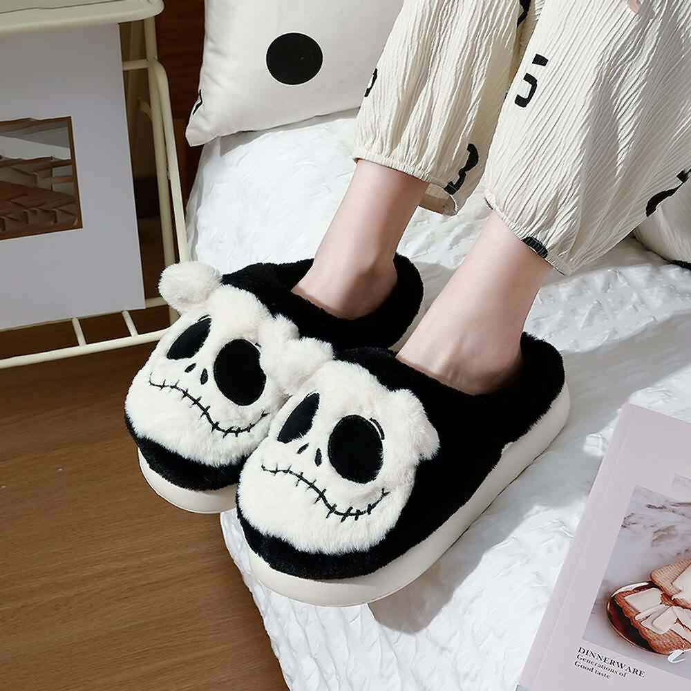 Gothic Skeleton Slippers - Y2K Grunge, 90s Retro, Pastel Goth, Y2K Party & Club Outfits