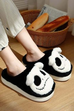 Gothic Skeleton Slippers - Y2K Grunge, 90s Retro, Pastel Goth, Y2K Party & Club Outfits